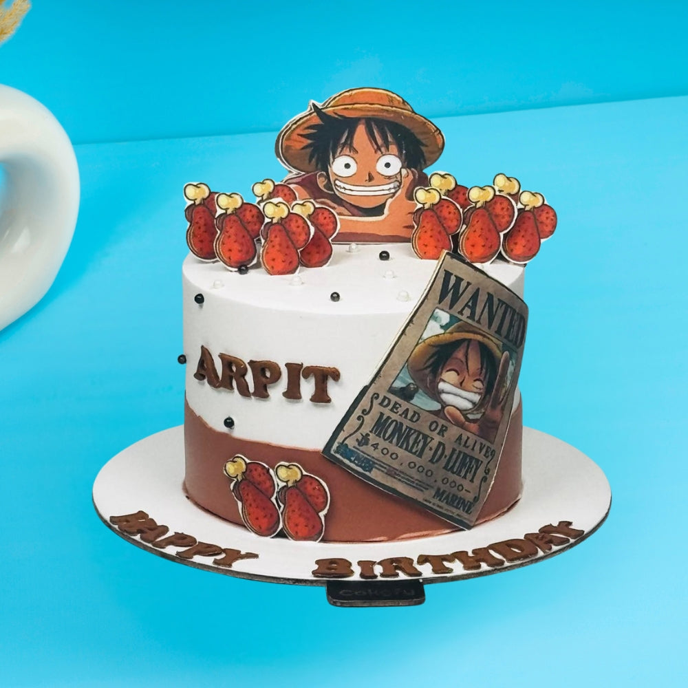 One Piece Luffy Wanted Poster Birthday Cake - Gurgaon & Delhi NCR | Cakofy