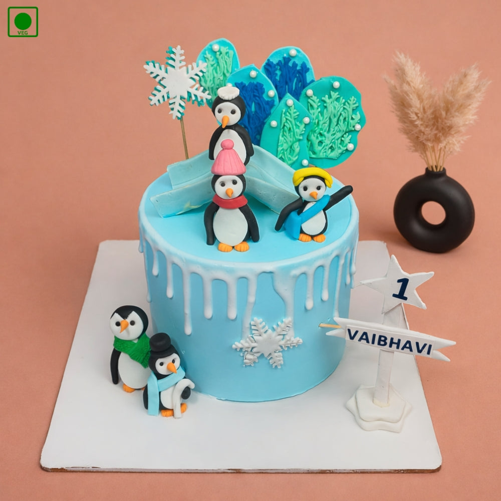 Penguin Winter Theme Cake - Gurgaon & Delhi NCR | Cakofy