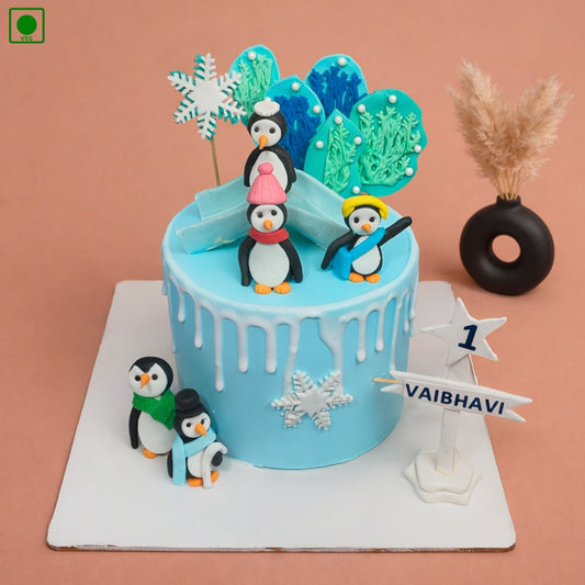 Penguin Winter Theme Cake - Gurgaon & Delhi NCR | Cakofy