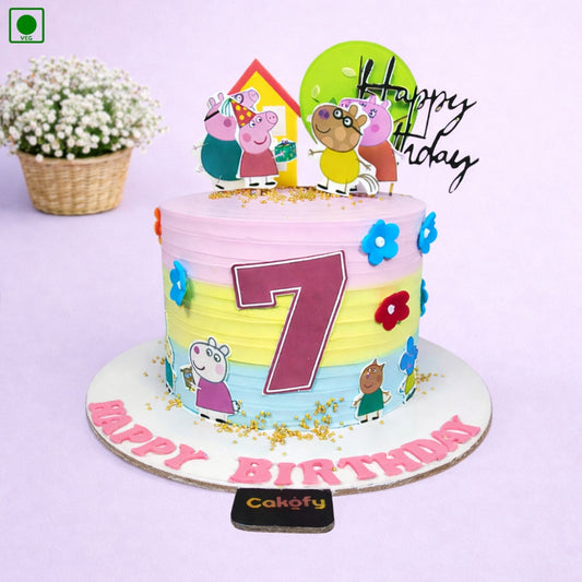 Peppa Pig Theme Colorful Cake - Gurgaon & Delhi NCR | Cakofy
