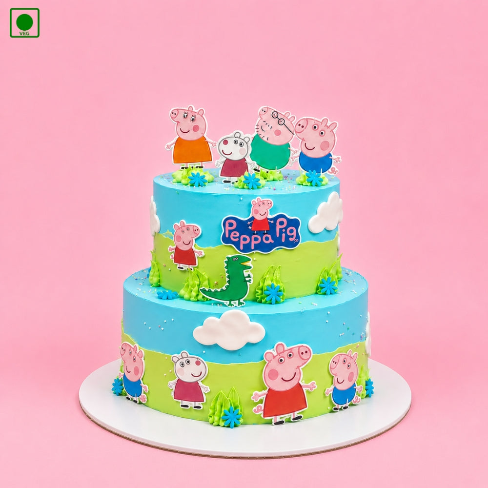 Peppa Pig Two Tier Designer Cake - Gurgaon, Delhi & Noida