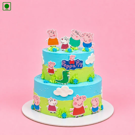 Peppa Pig Two Tier Designer Cake - Gurgaon, Delhi & Noida