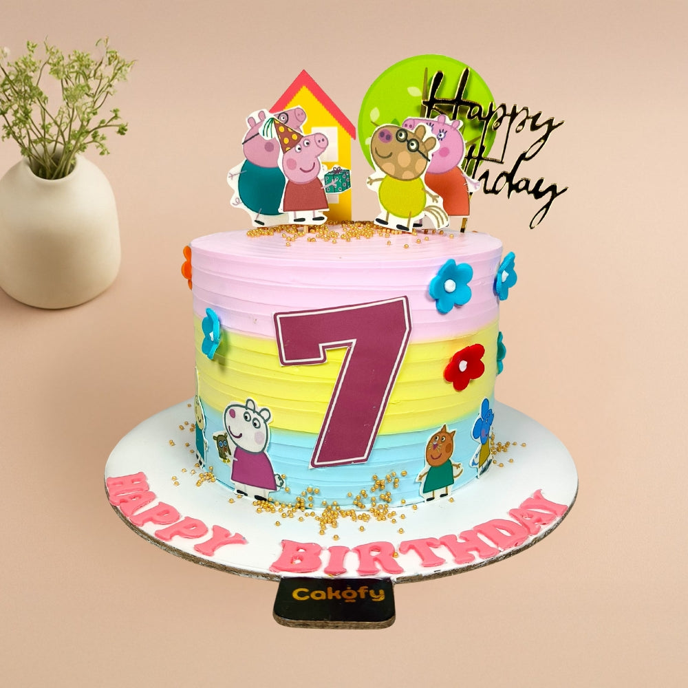 Peppa Pig Theme Colorful Cake - Cakofy 