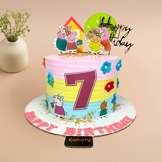 Peppa Pig Theme Colorful Cake - Cakofy 