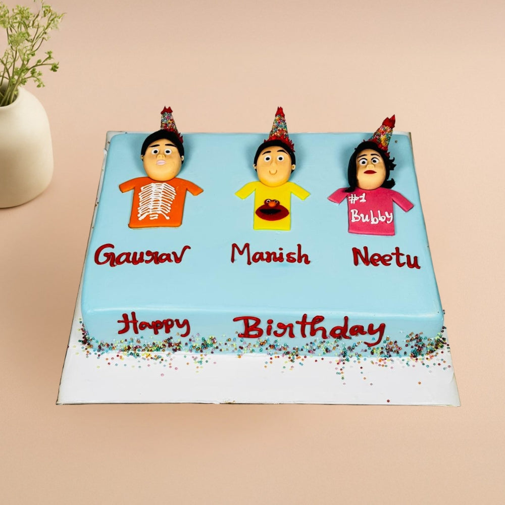Personalized Family Theme Birthday Celebration Cake - Gurgaon & Delhi NCR | Cakofy