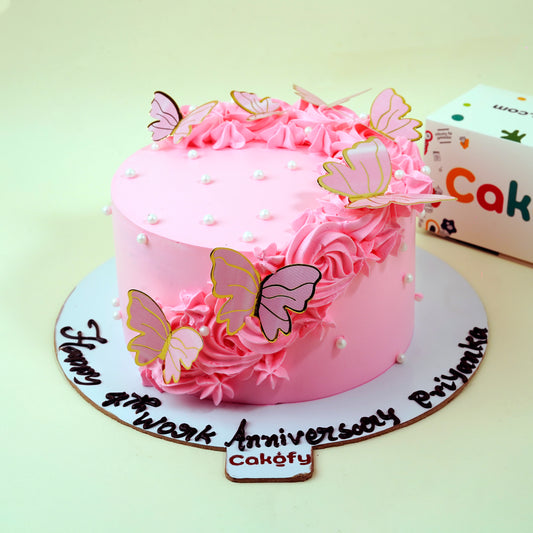 Pink Butterfly Bliss Cake -Gurgaon & Delhi NCR | Cakofy