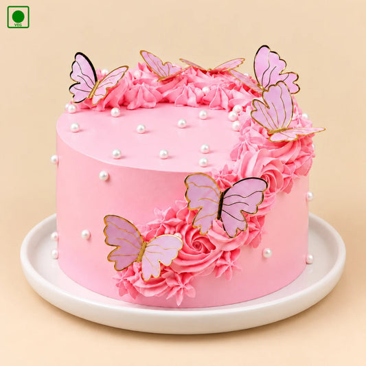 Pink Butterfly Bliss Cake - Gurgaon, Delhi & Noida