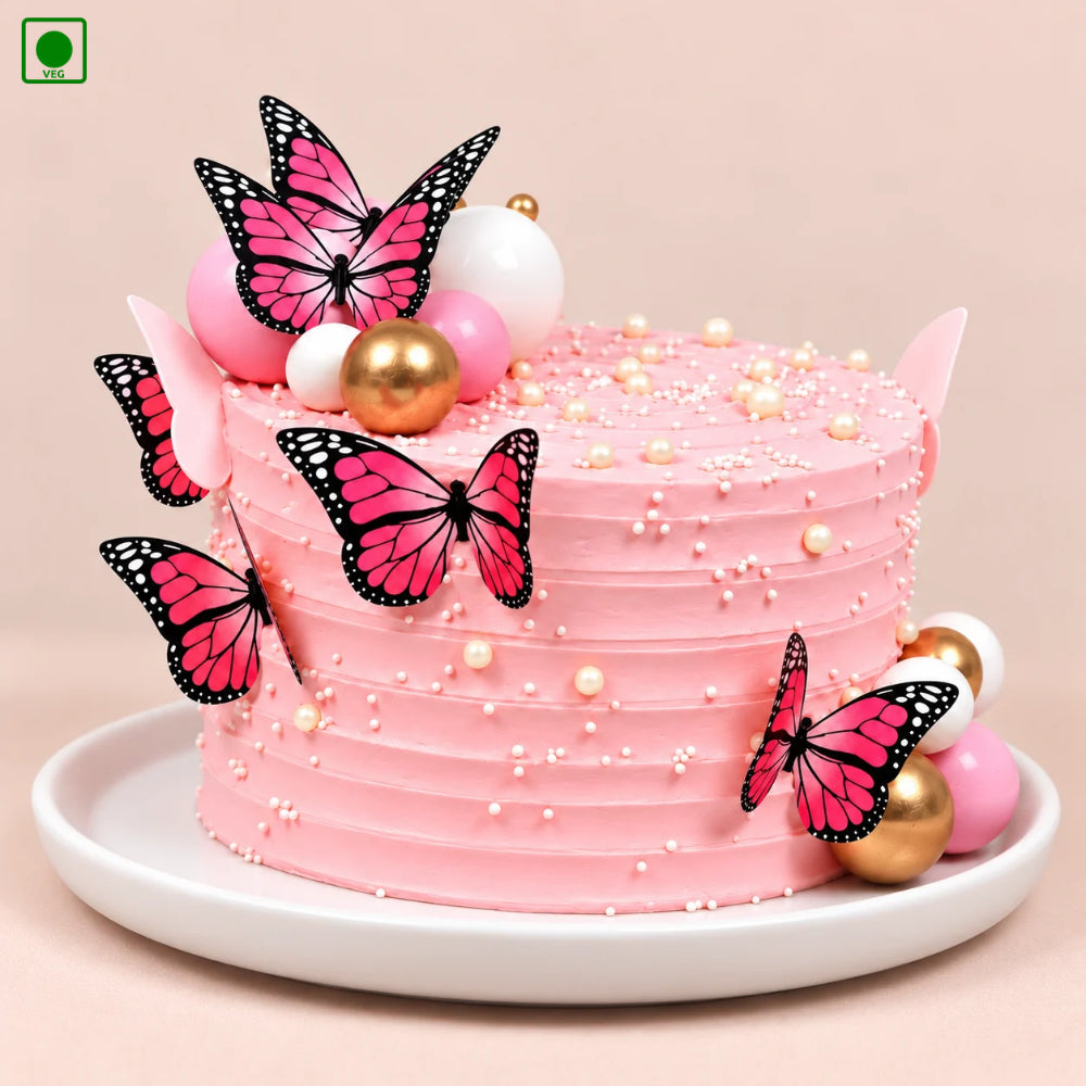 Pink Butterfly Designer Cake - Gurgaon, Delhi & Noida
