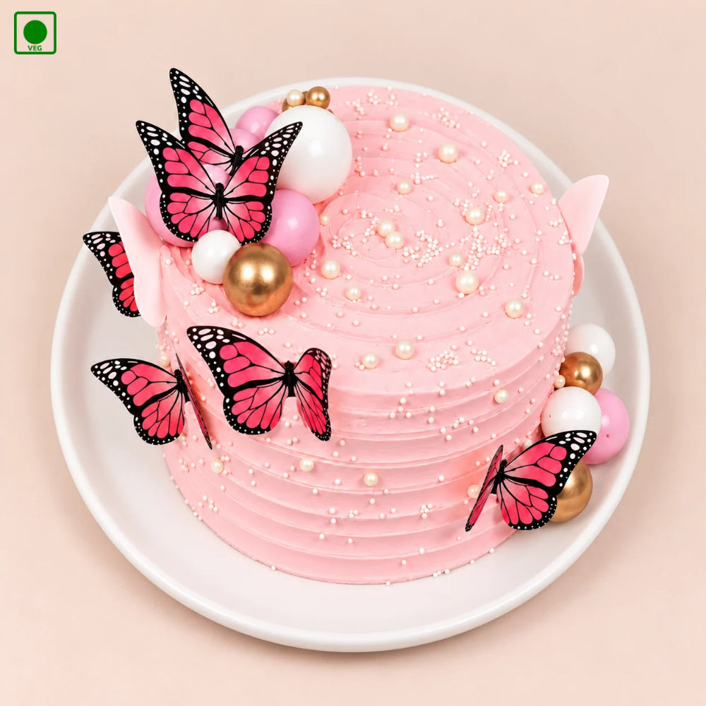 Pink Butterfly Designer Cake - Gurgaon, Delhi & Noida