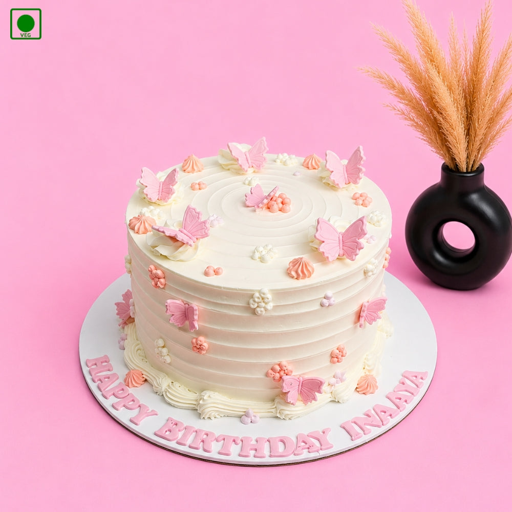 Pink Butterfly Kids Cake - Gurgaon & Delhi NCR | Cakofy