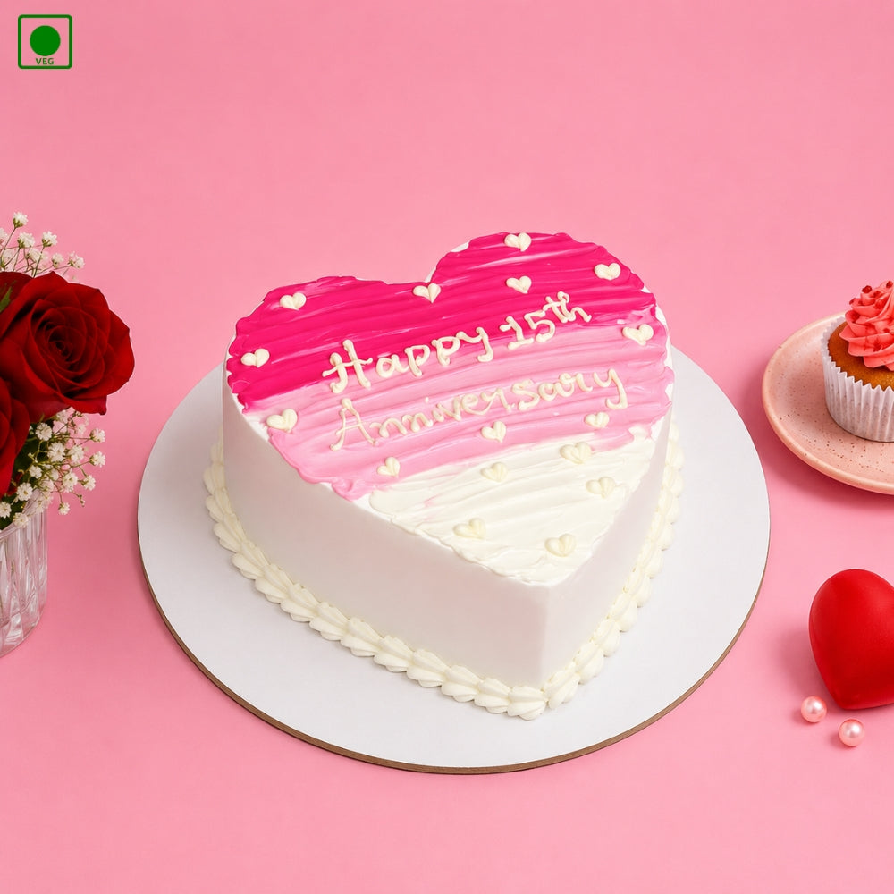 Pink Color Heart Shape Cake - Gurgaon, Delhi & Noida