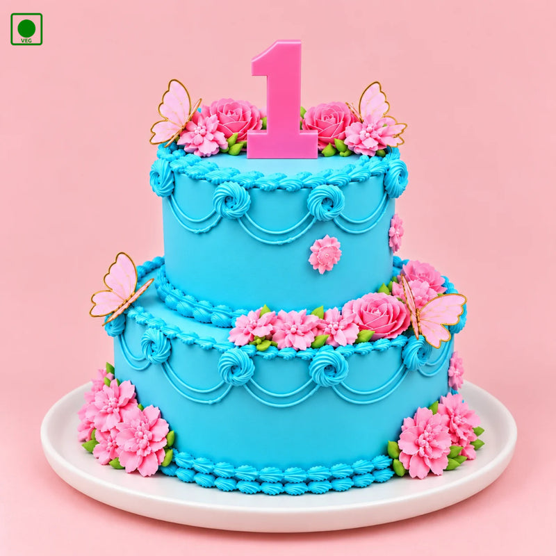 Pink Floral Butterfly Cake