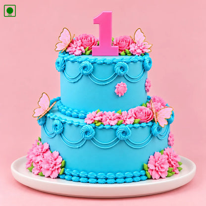 Pink Floral Butterfly Cake - Gurgaon, Delhi & Noida