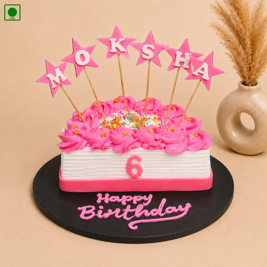 Pink Flower Half Cake – Gurgaon, Delhi & Noida