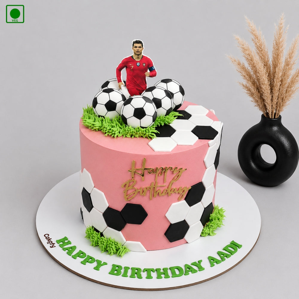 Pink Football Birthday Cake – Gurgaon, Delhi & Noida