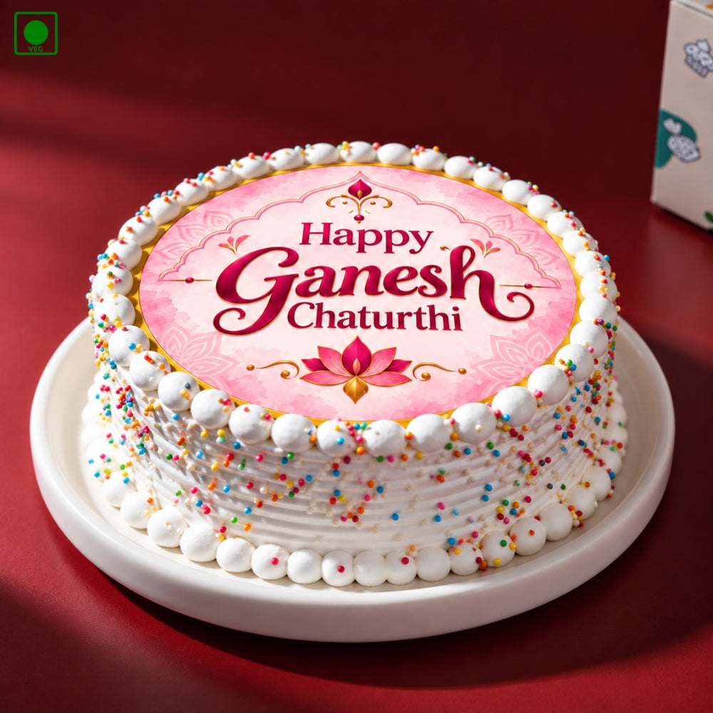 Pink Ganesh Chaturthi Cake - Gurgaon, Delhi & Noida