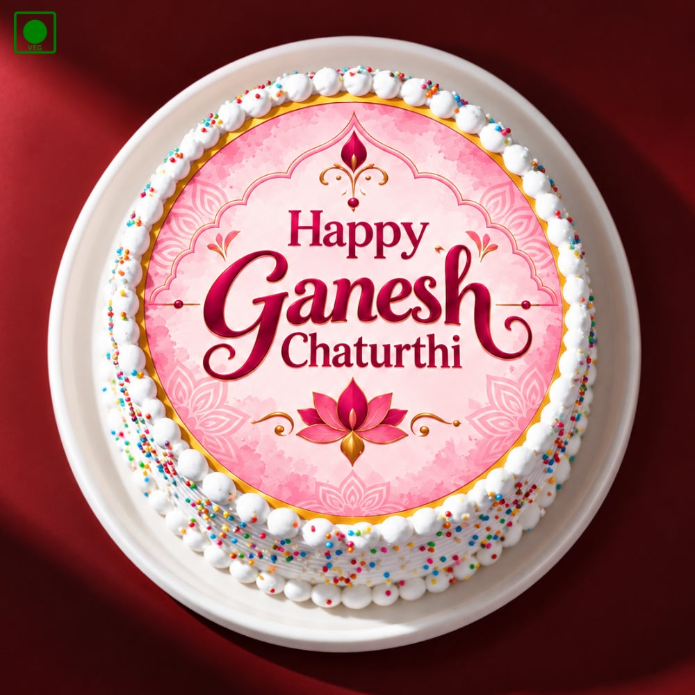 Pink Ganesh Chaturthi Cake - Gurgaon, Delhi & Noida