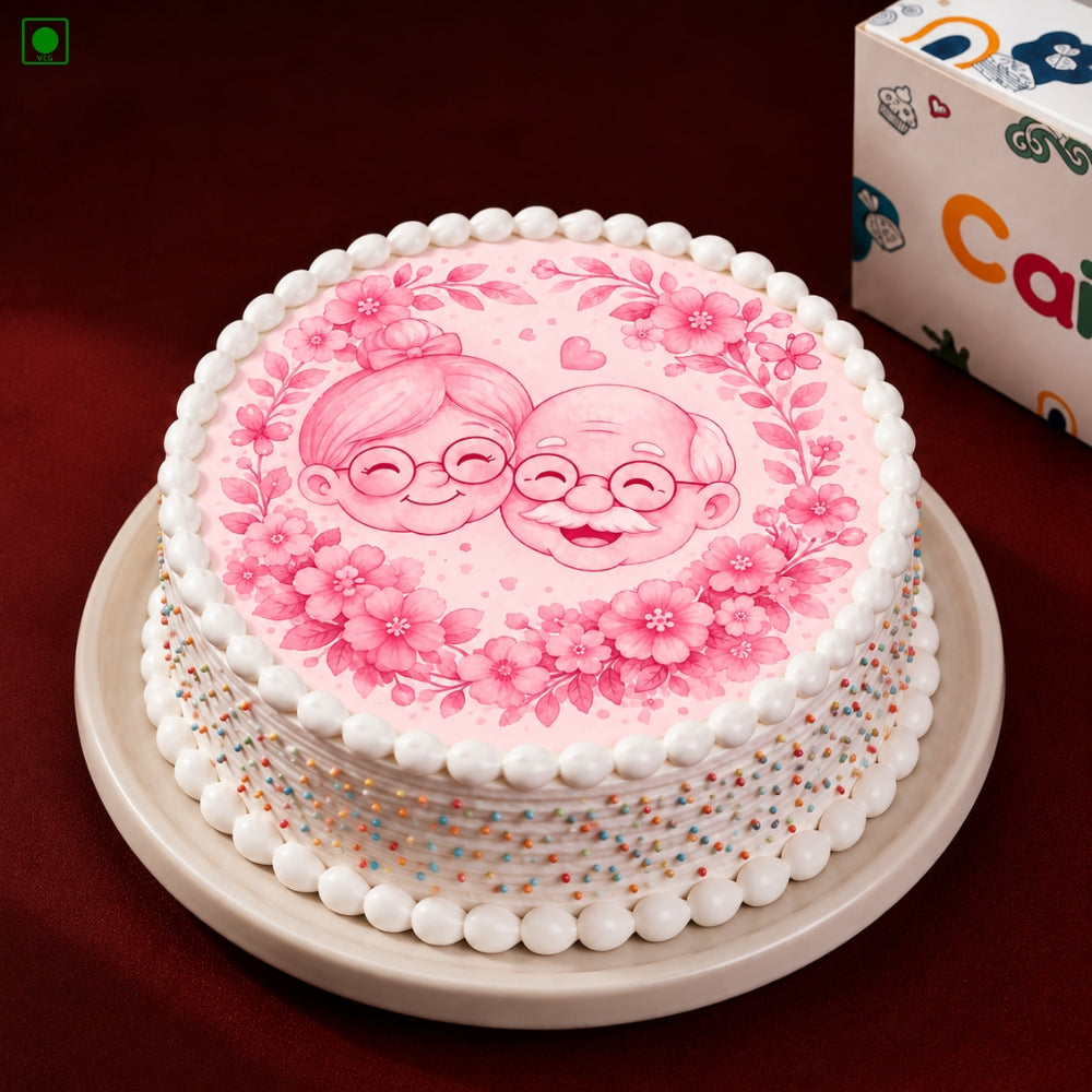 Pink Grandparents Day Cake - Gurgaon, Delhi & Noida
