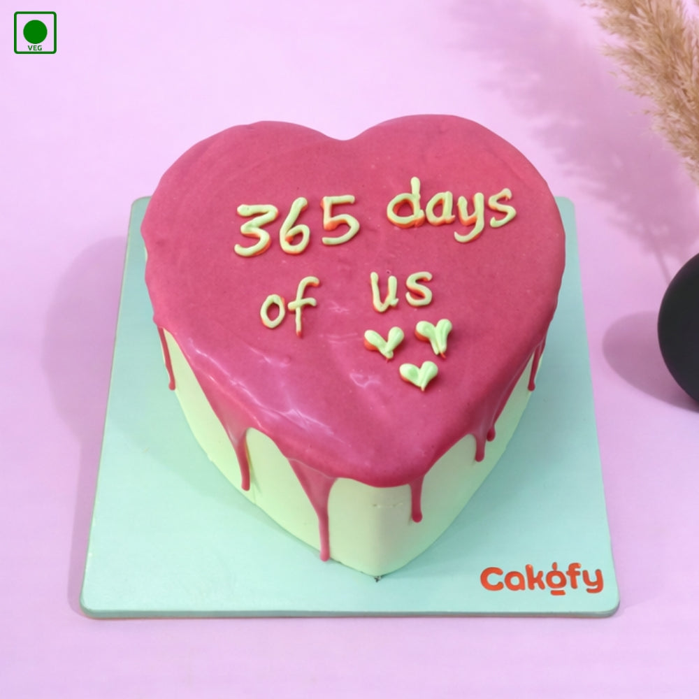 Pink Heart Drip Love Cake - Gurgaon & Delhi NCR | Cakofy