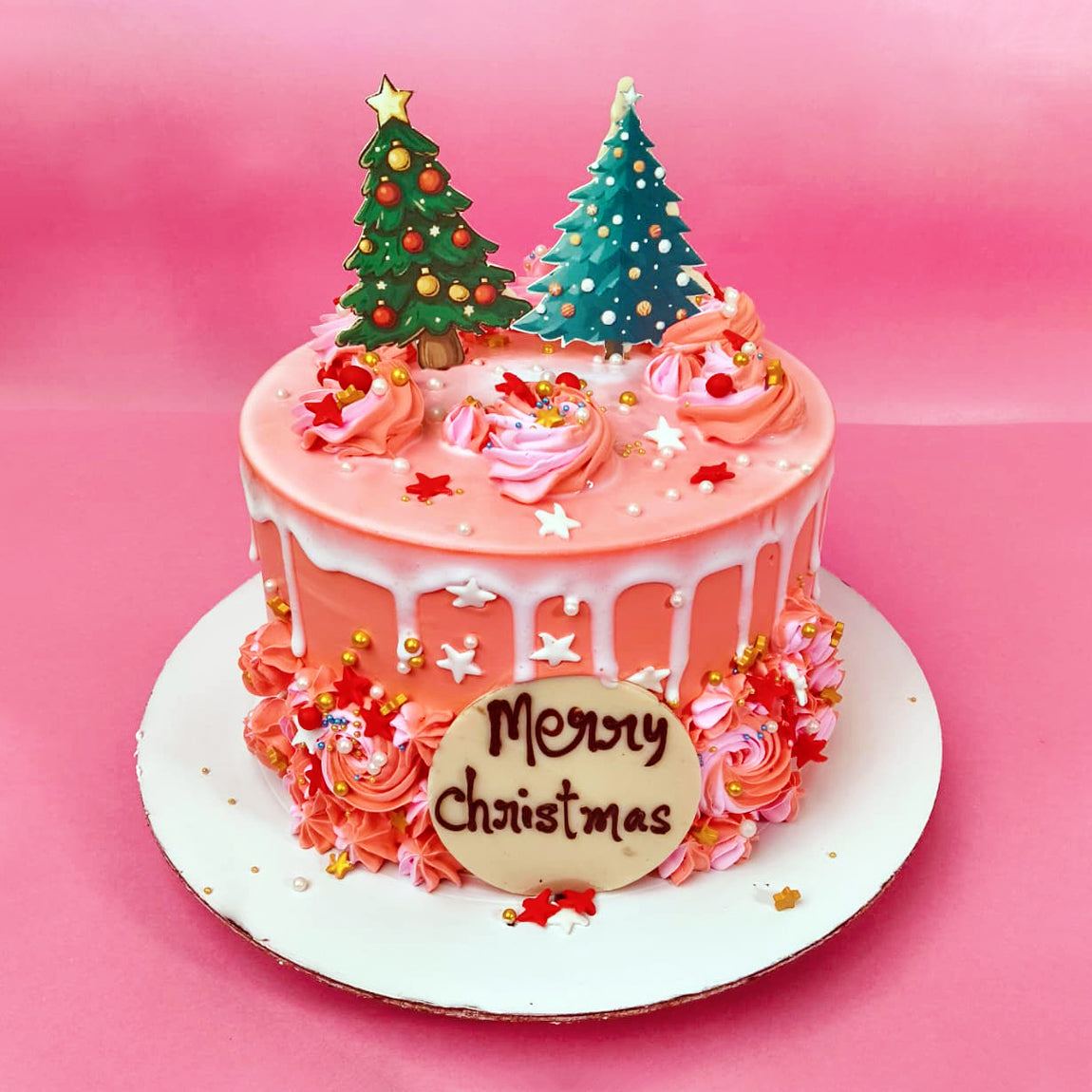 Pink Merry Christmas Cake - Gurgaon & Delhi NCR | Cakofy