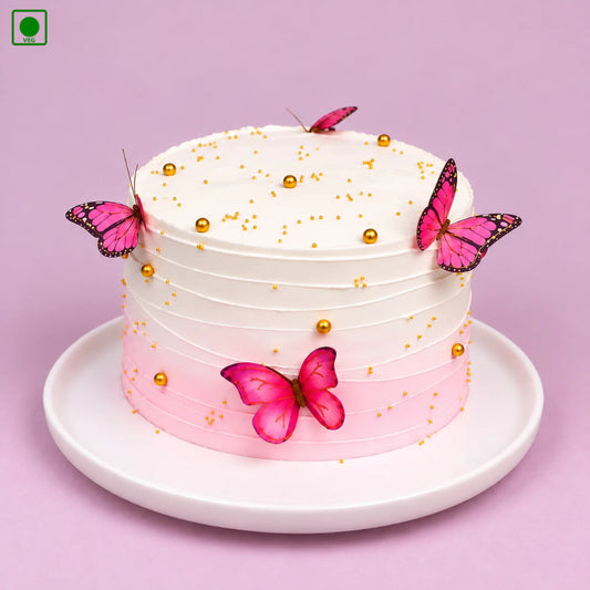 Pink Ombre Butterfly Cake - Gurgaon, Delhi & Noida