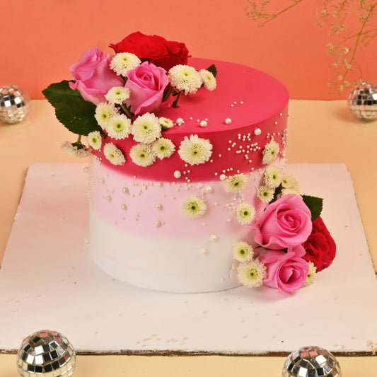 Pink Ombre Flower Cake