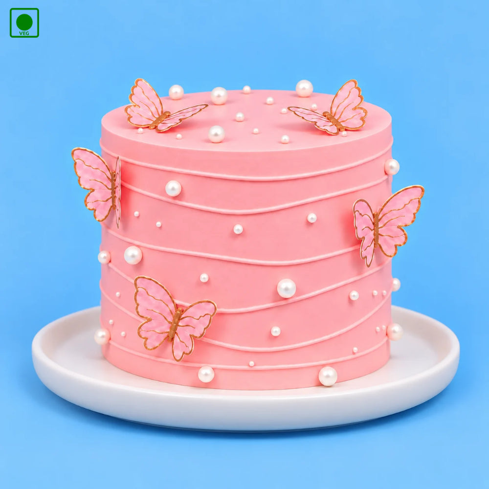 Pink Pearl Butterfly Cake - Gurgaon, Delhi & Noida