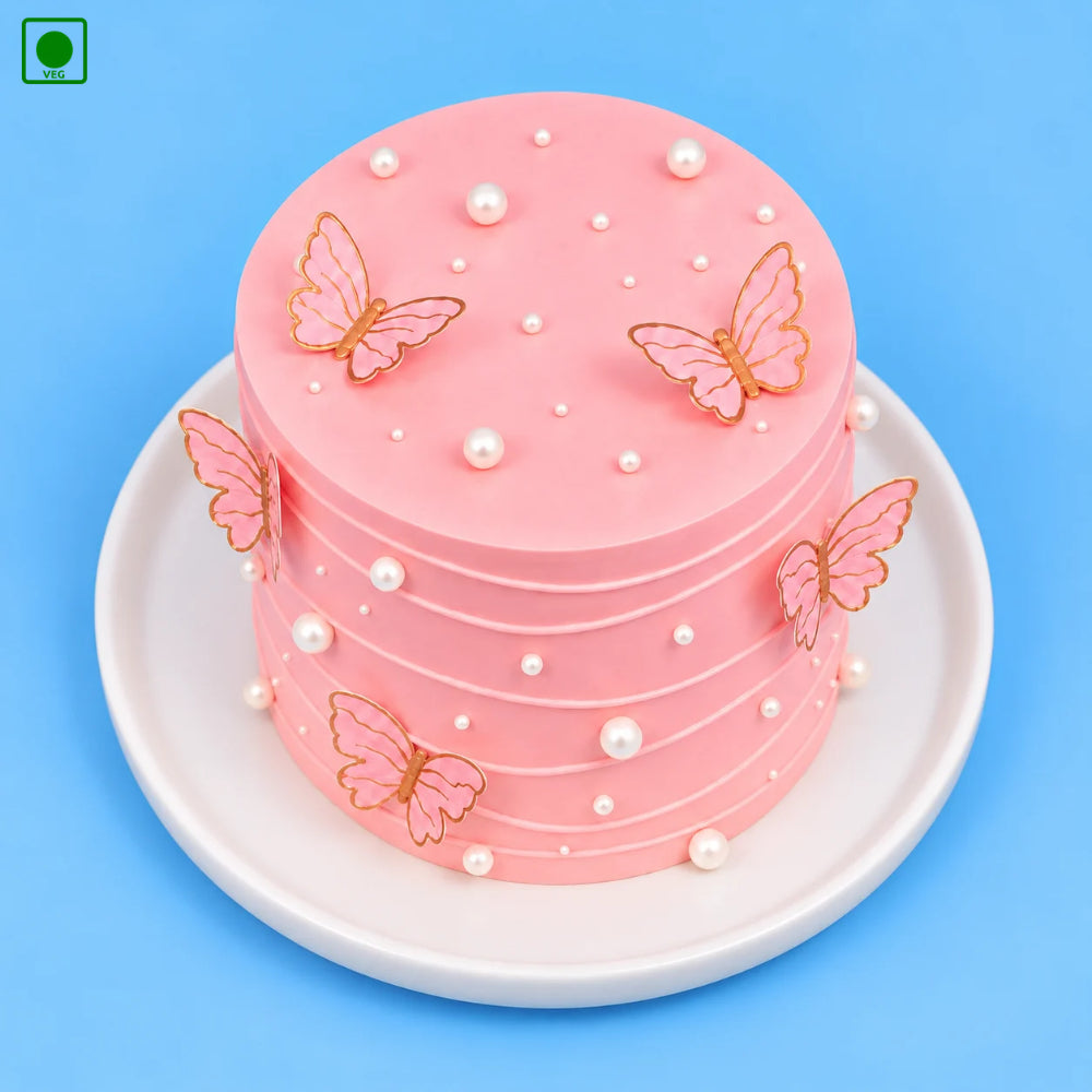 Pink Pearl Butterfly Cake - Gurgaon, Delhi & Noida