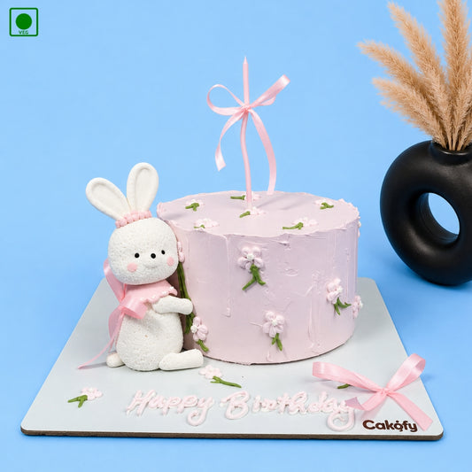 Pink Ribbon Bunny Cake - Gurgaon, Delhi & Noida