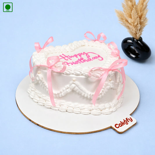 Pink Ribbon Vintage Cake - Gurgaon & Delhi NCR | Cakofy