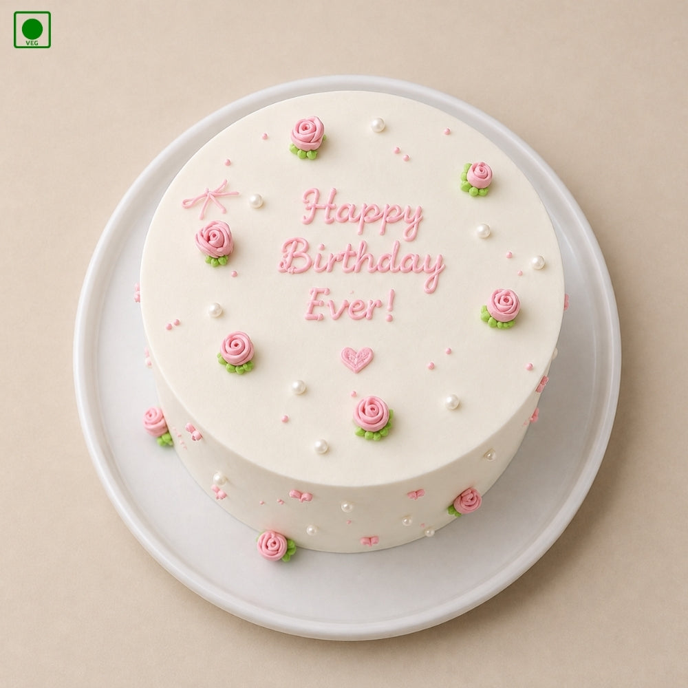 Pink Rose Cream Cake - Gurgaon, Delhi & Noida