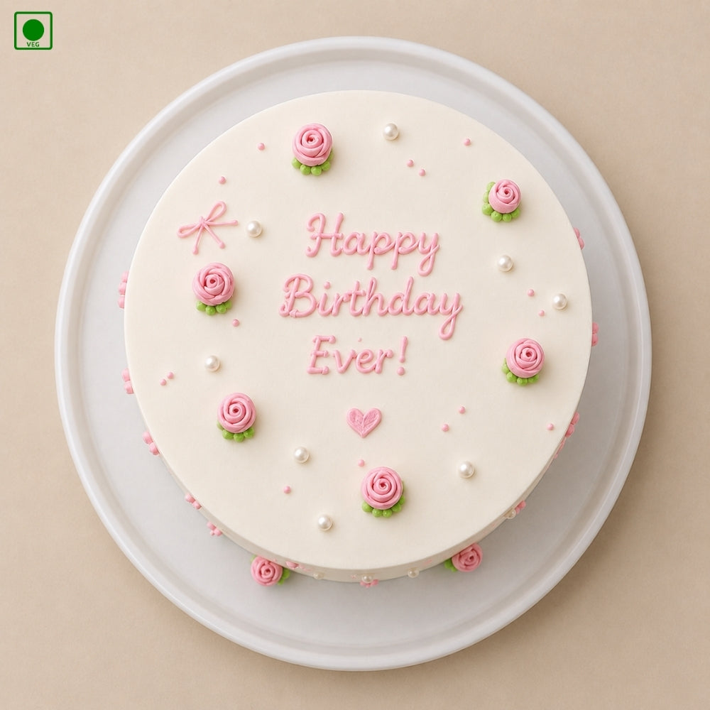Pink Rose Cream Cake - Gurgaon, Delhi & Noida