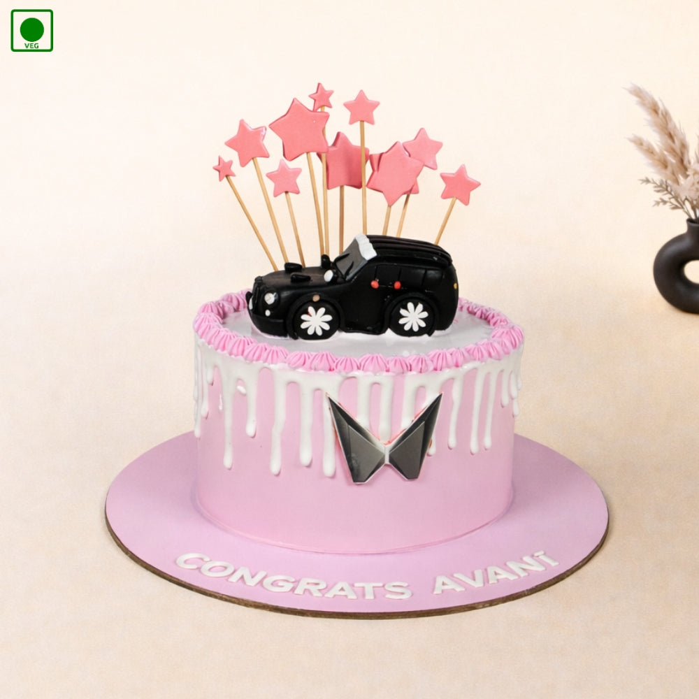 Pink Star Car Cake - Gurgaon, Delhi & Noida