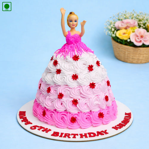 Pink Theme Doll Cake