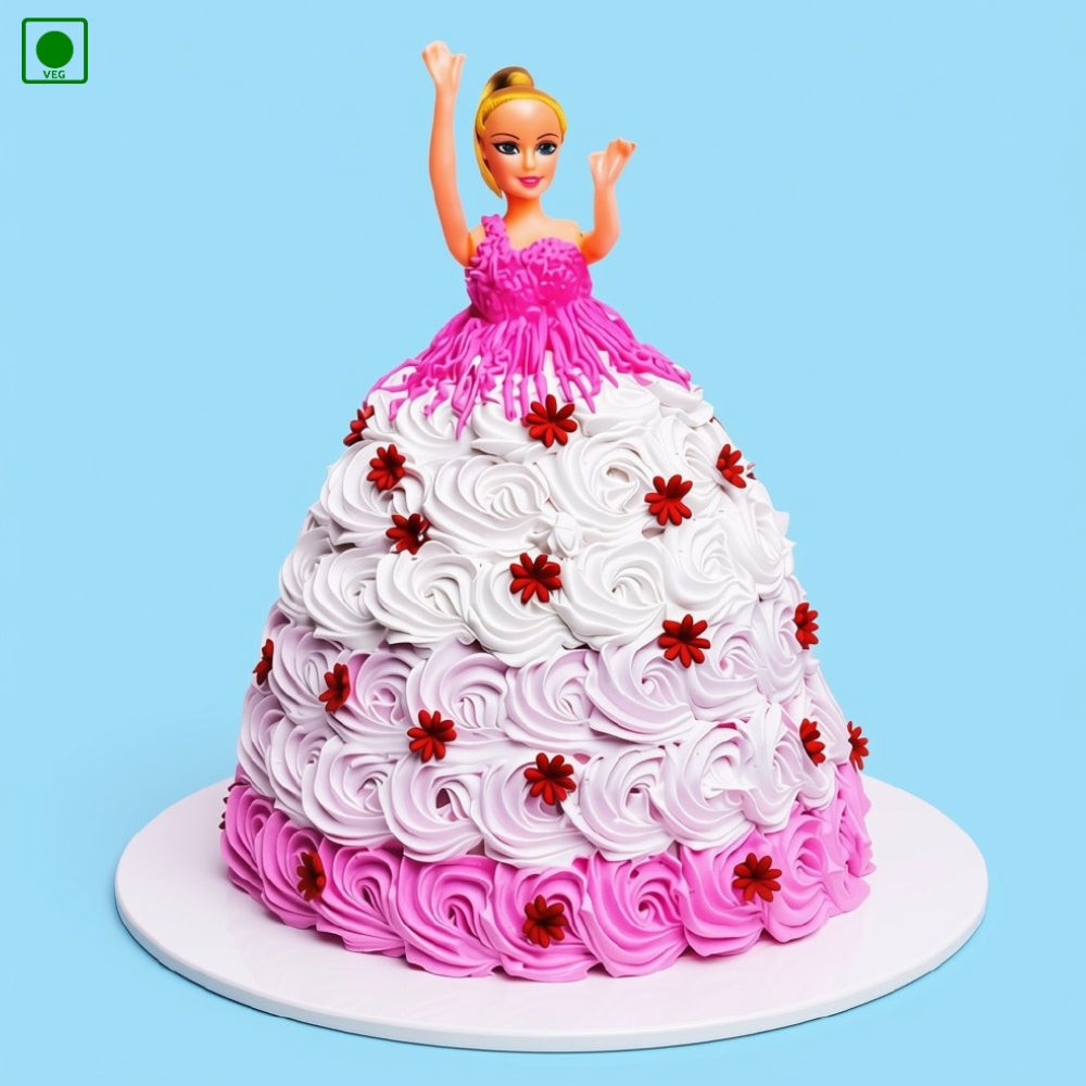 Pink Theme Doll Cake – Gurgaon, Delhi & Noida