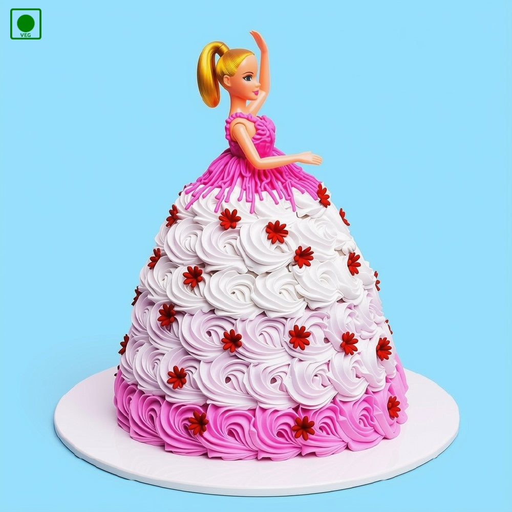 Pink Theme Doll Cake – Gurgaon, Delhi & Noida