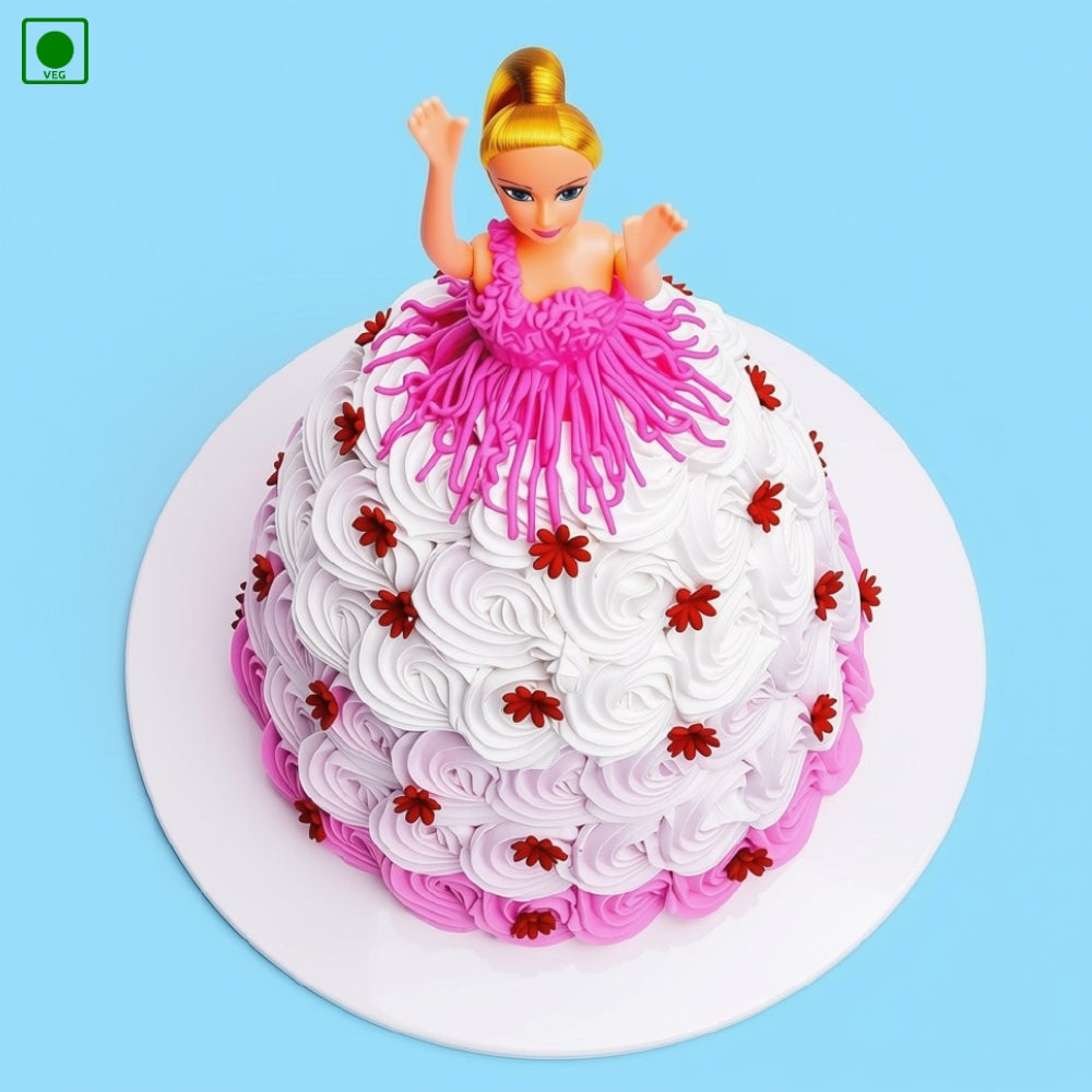Pink Theme Doll Cake – Gurgaon, Delhi & Noida