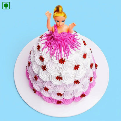 Pink Theme Doll Cake – Gurgaon, Delhi & Noida