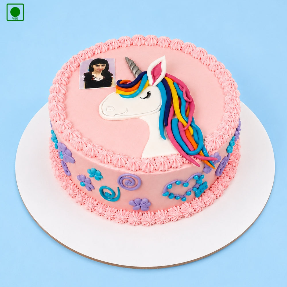 Pink Unicorn Colorful Hair Design Cake - Gurgaon, Delhi & Noida