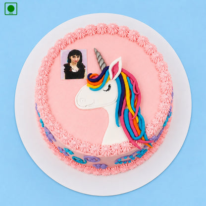 Pink Unicorn Colorful Hair Design Cake - Gurgaon, Delhi & Noida