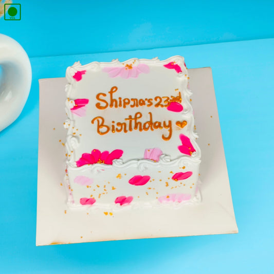 Pink Bloom Square Cake - Gurgaon & Delhi NCR | Cakofy