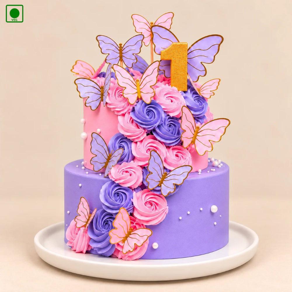 Pink & Blue Butterfly Cake - Gurgaon, Delhi & Noida  