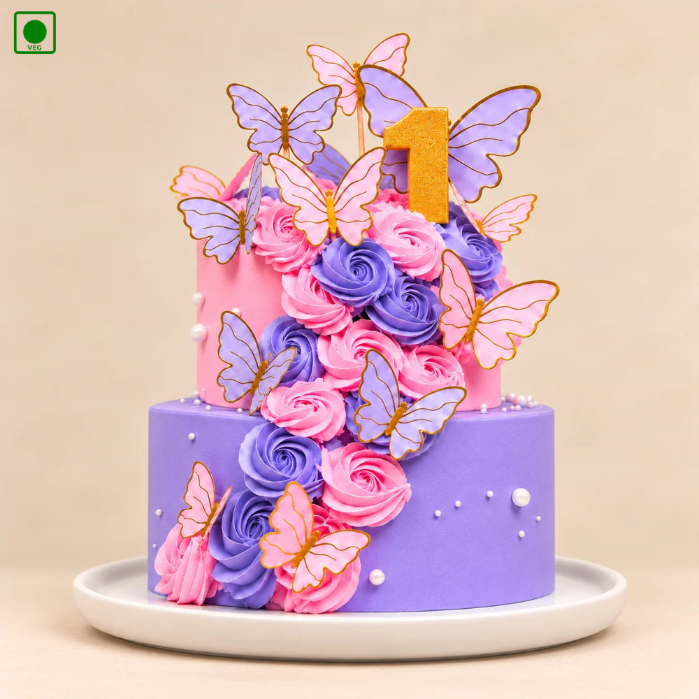 Pink & Blue Butterfly Cake - Gurgaon, Delhi & Noida  