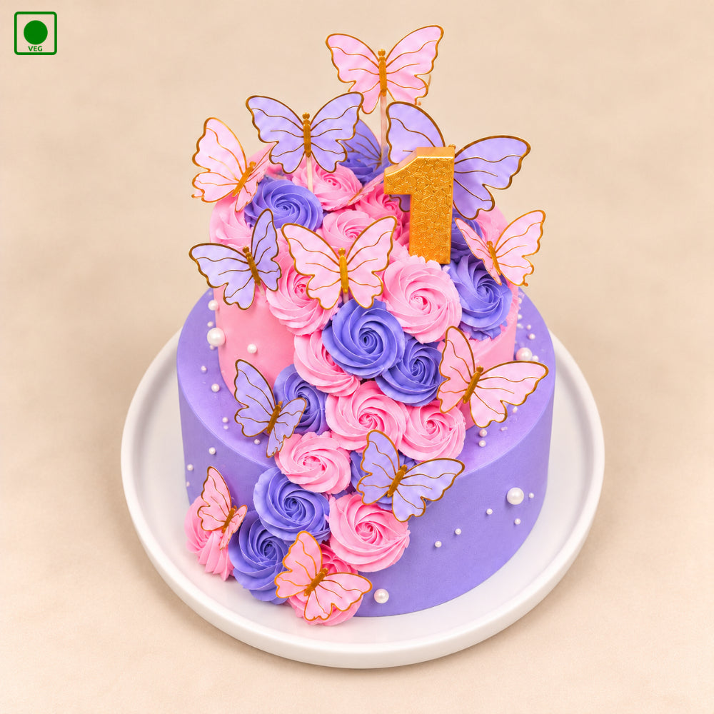 Pink & Blue Butterfly Cake - Gurgaon, Delhi & Noida  
