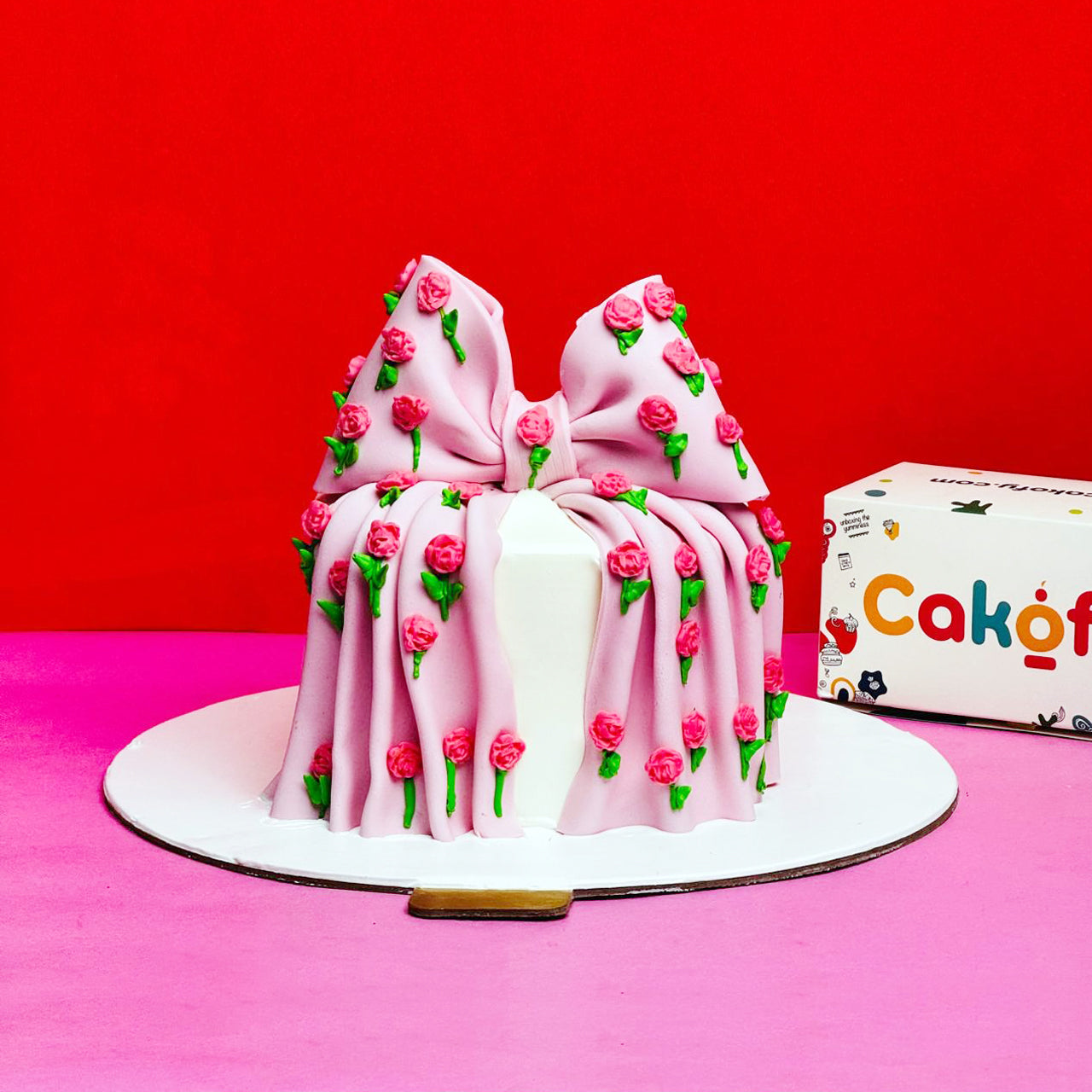 Pink Bow Floral Designer Birthday Cake - Gurgaon & Delhi NCR | Cakofy