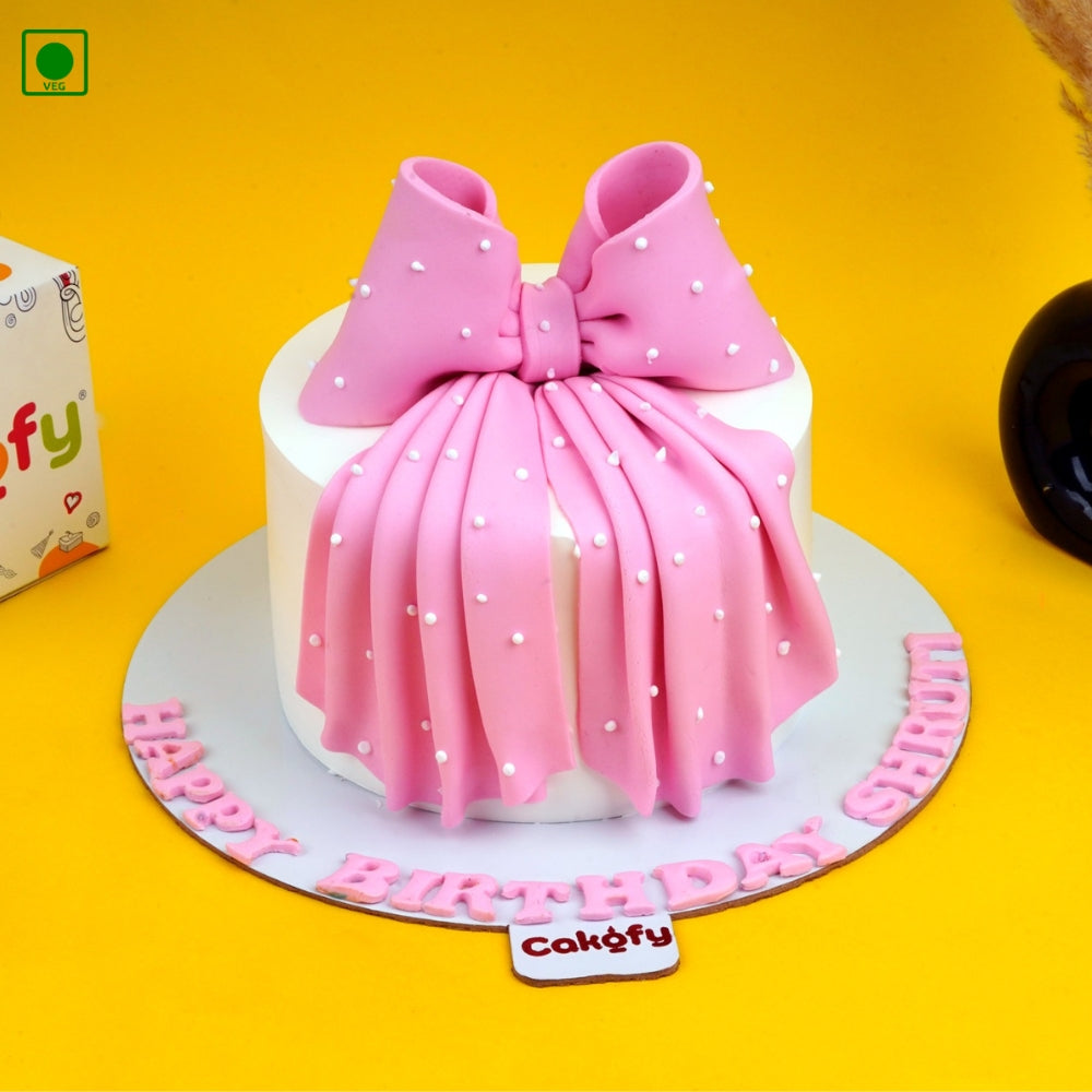 Pink Bow Pearl Cake - Gurgaon & Delhi NCR | Cakofy