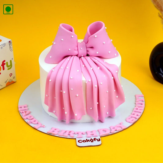 Pink Bow Pearl Cake - Gurgaon & Delhi NCR | Cakofy