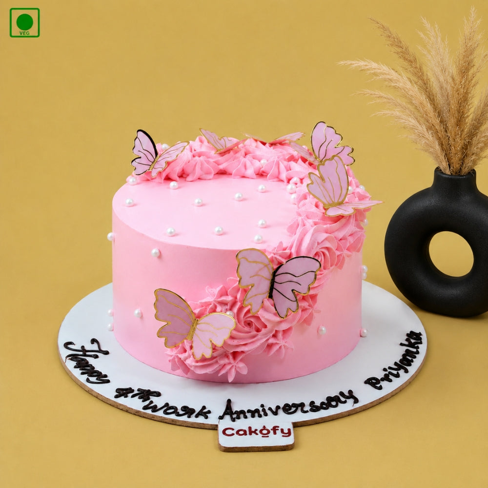 Pink Butterfly Bliss Cake - Gurgaon, Delhi & Noida