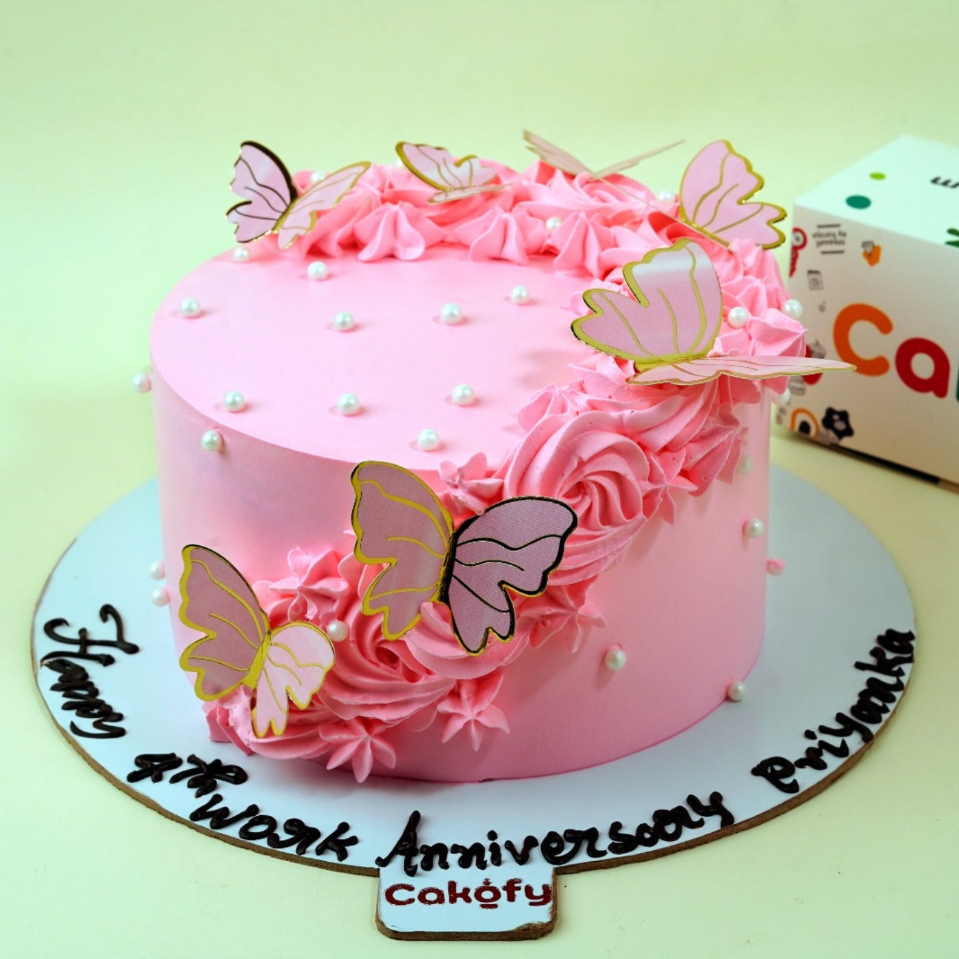 Pink Butterfly Bliss Cake -G urgaon & Delhi NCR | Cakofy