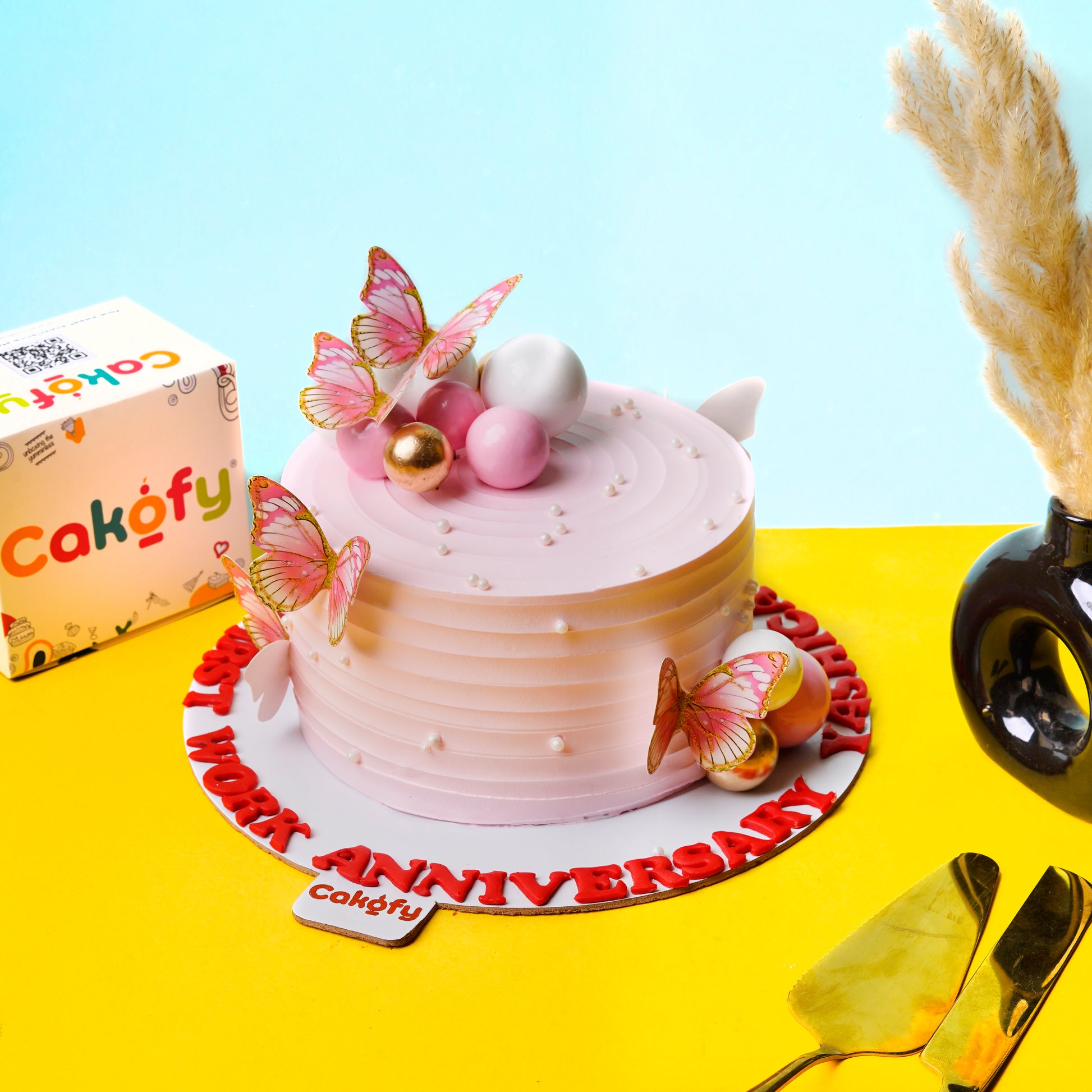 Pink Butterfly Pearl Designer Cake - Gurgaon & Delhi NCR | Cakofy